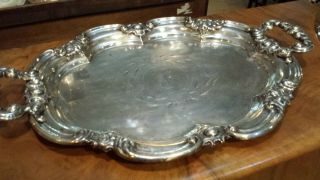 985g Sterling Silver Xix Handle Tray Colonial Style: Rovira,  Barcelona Hm