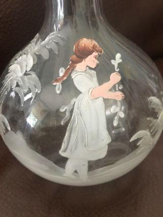 Mary Gregory Art Clear Decanter with Stopper Girl 2