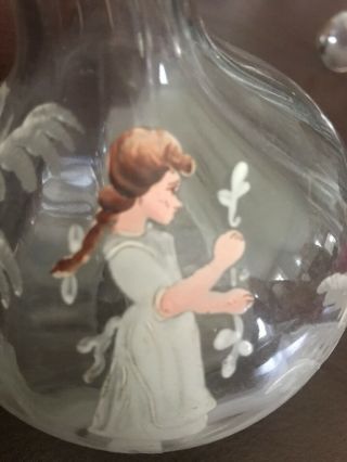 Mary Gregory Art Clear Decanter with Stopper Girl 3