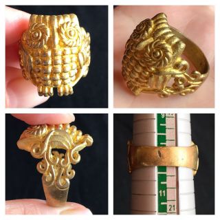 Wonderfull Old Vintage Brass Owl Bird Amulet Stunning Ring