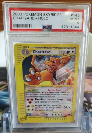 Pokemon Crystal Charizard 146/144 Skyridge Psa 9 - - Holofoil Rare - Yeti