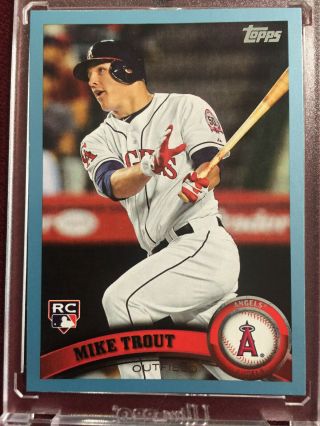 Mike Trout 2011 Topps Update Walmart Blue Border Rookie Card Rc Laa Angels Rare