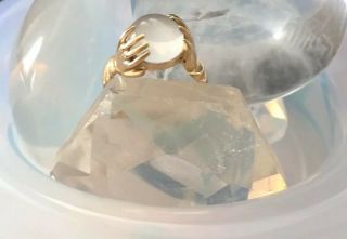 Vintage Moonstone Cabochon 14k Yellow Gold Fortune Teller Crystal Ball Size 7.  5