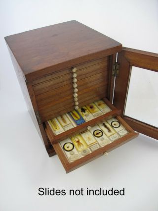 Collectors Antique Mahogany Microscope Slide Display Cabinet. 2