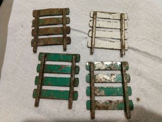4 Vtg Pressed Steel Stake Sections 1960 
