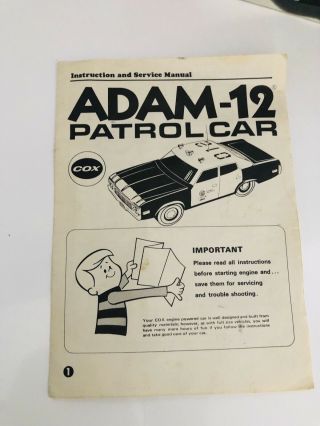 VINTAGE 1974 ADAM - 12 POLICE PATROL CAR.  049 ENGINE POWERED 10