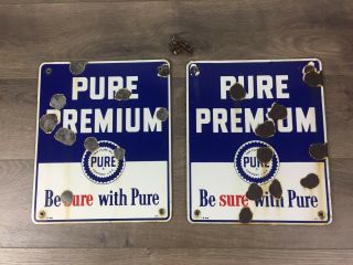 Pure Premium Gas Pump Signs,  Vintage