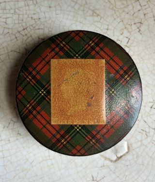 Antique Tartanware Stamp Box Queen Victoria Clan Stuart Tartan Penny Lilac