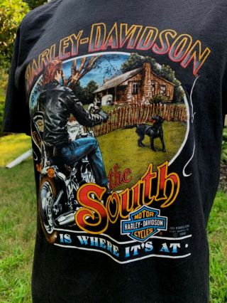 Vtg 1990 3d Emblem Harley Davidson Mens L T - Shirt The South Nc Flawless Moto