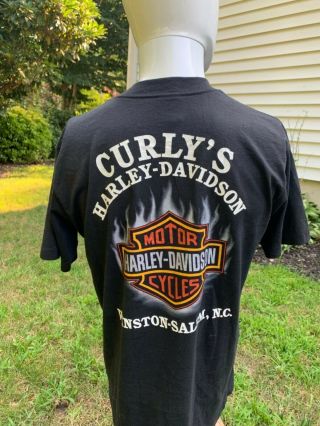 VTG 1990 3D Emblem Harley Davidson Mens L T - Shirt THE SOUTH NC FLAWLESS Moto 3