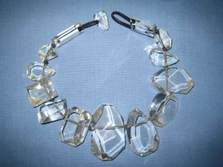 Gerda Monies Designer Signed Clear Acrylic Faceted Chunky Necklace,
