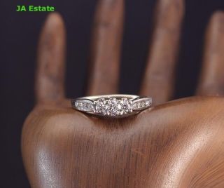 Classic Estate 14k White Gold 1/2ct Natural Diamond Trellis Hidden Diamond Ring