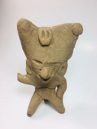 Antique Rare Pre - Columbian “coast Watcher” Pottery Statue Effigy Totem