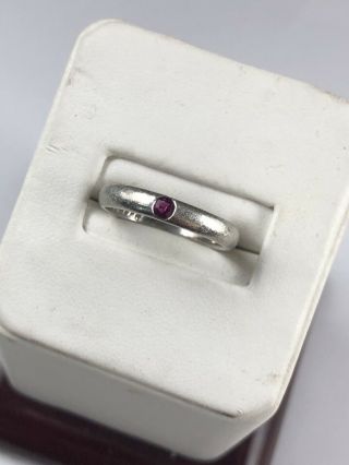 Vintage Platinum Ruby Wedding Promise Ring Size 6