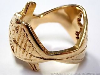 Rare 16.  4g Georges De Braque 18k Gold Signed Numbered Pisces Fish Ring Unisex 4