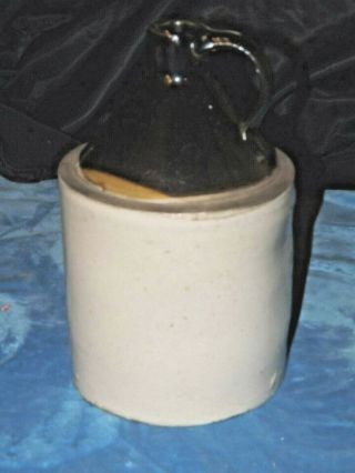 Vintage 1 Gallon Stoneware Whiskey Jug Crock - Brown And Beige