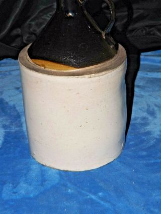 Vintage 1 Gallon Stoneware Whiskey Jug Crock - Brown and Beige 3