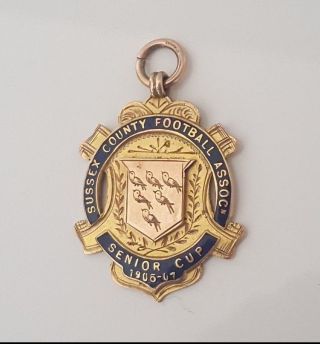 Antique 9ct Solid Gold And Enamel Fob Medal Birmingham Hallmarks/c1900 