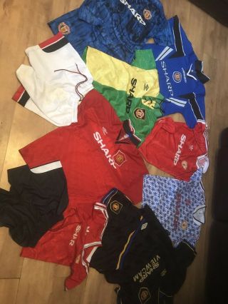 Manchester United 1990s Vintage Shirts And Shorts Bundle Very Rare (mufc)