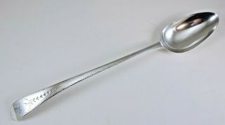 Sterling Silver Bright Cut 12.  5 " Basting / Stuffing Spoon,  Hester Bateman,  1783