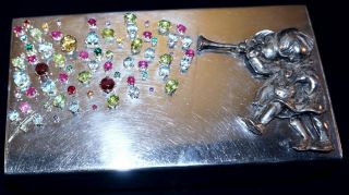 One Of A Kind Silver Box With Gemstones Ruby,  Aquamarine,  Peridot,  Topaz,  Garnet