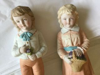 ANTIQUE VICTORIAN PASTEL BISQUE GIRL & BOY FIGURE ' S FIGURINES GERMANY 6