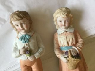 ANTIQUE VICTORIAN PASTEL BISQUE GIRL & BOY FIGURE ' S FIGURINES GERMANY 7