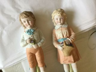 ANTIQUE VICTORIAN PASTEL BISQUE GIRL & BOY FIGURE ' S FIGURINES GERMANY 8