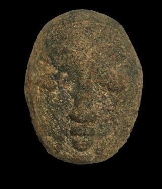 Pre - Columbian Carved Stone Head Face Mask 4 " X 5.  5 " 2044 Grams