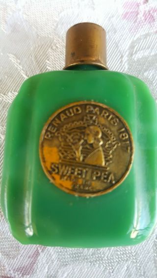 Antique Green Slag malaquite glass Miniature Perfume Bottle Renaud 1819 2