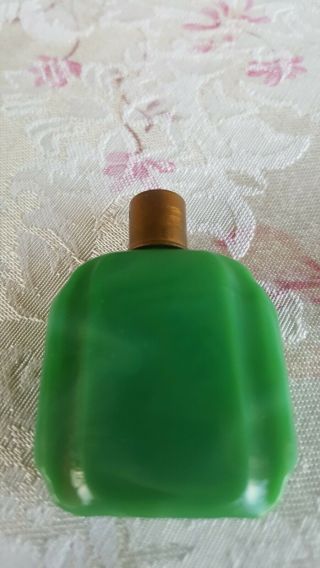 Antique Green Slag malaquite glass Miniature Perfume Bottle Renaud 1819 3