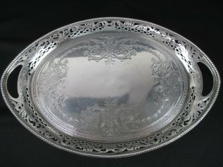 Vintage Tiffany & Co Sterling Silver Oval Footed Tray Open Work