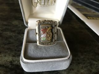 Vintage Mayan Aztec Eagle Warrior Biker Ring Made In Mexico