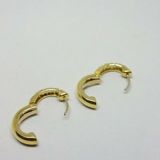 Van Cleef & Arpels VCA Vintage 18K Yellow Gold Diamond Mini Hoop Earrings 6.  1 g 3