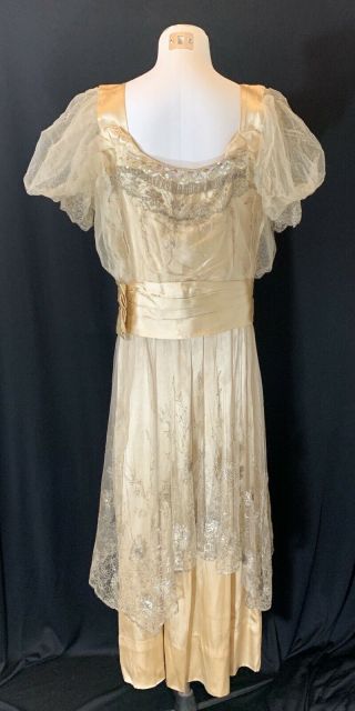 Antique 20s beaded flapper dress,  gold metallic Embroidery And Sequins 2