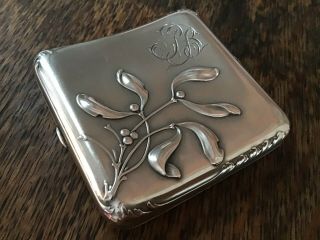 Mistletoe French Sterling SOLID Silver Cigarette Case Box Christmas Murat Nouvea 9