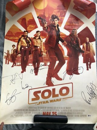 Rare Star Wars Solo Poster Cast Signed Alden Ehrenreich,  Emilia Clarke,  Woody,