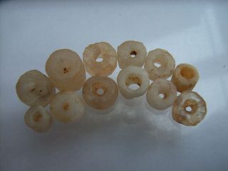 12 Ancient Neolithic Rock Crystal,  Quartz Beads,  Stone Age,  Rare Top