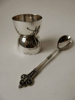 Very Rare Cardeilhac Christofle Renaissance Sterling Silver Egg Cup And Spoon