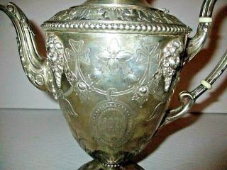 Antique European Silver Coffee Pot Repousse Teapot Victorian Engraved 1874 2
