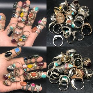 Medieval Old Wonderful With Lovely Agate Stones Glass 25 Rings