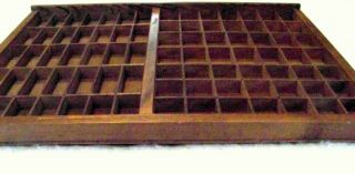 Vintage Printer ' s Letterpress Type Tray Shadow Box Wood 22 