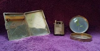 Vintage gold art deco cigarette case,  lighter & compact case by Oesterreicher 2