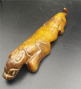Old Chinese Hongshan Culture Jade Stone Hand - Carved Animal Statue Pen Station
