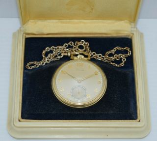 Vintage Hamilton Pocket Watch 10s 17j Gr 917 C.  1946 14k - Gf Case W/box & Chain