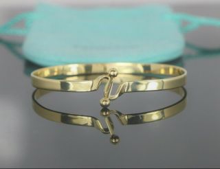 Rare Tiffany & Co 18k Solid Yellow Gold 4.  5mm Twisted Hook Bangle Large Bracelet