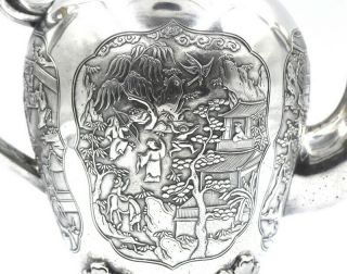 CHINESE EXPORT SILVER TEAPOT JAPANESE AESTHETIC KHECHEONG CANTON c1850 10