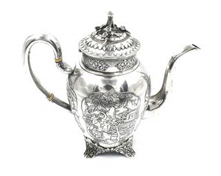 Chinese Export Silver Teapot Japanese Aesthetic Khecheong Canton C1850