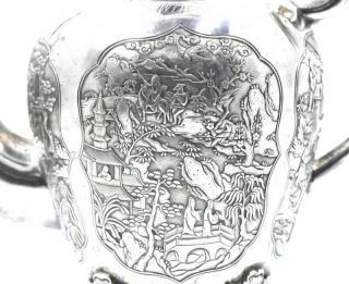 CHINESE EXPORT SILVER TEAPOT JAPANESE AESTHETIC KHECHEONG CANTON c1850 8