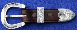Vintage Sterling Silver Western Horse Shoe Ranger Belt Buckle Set 1 "